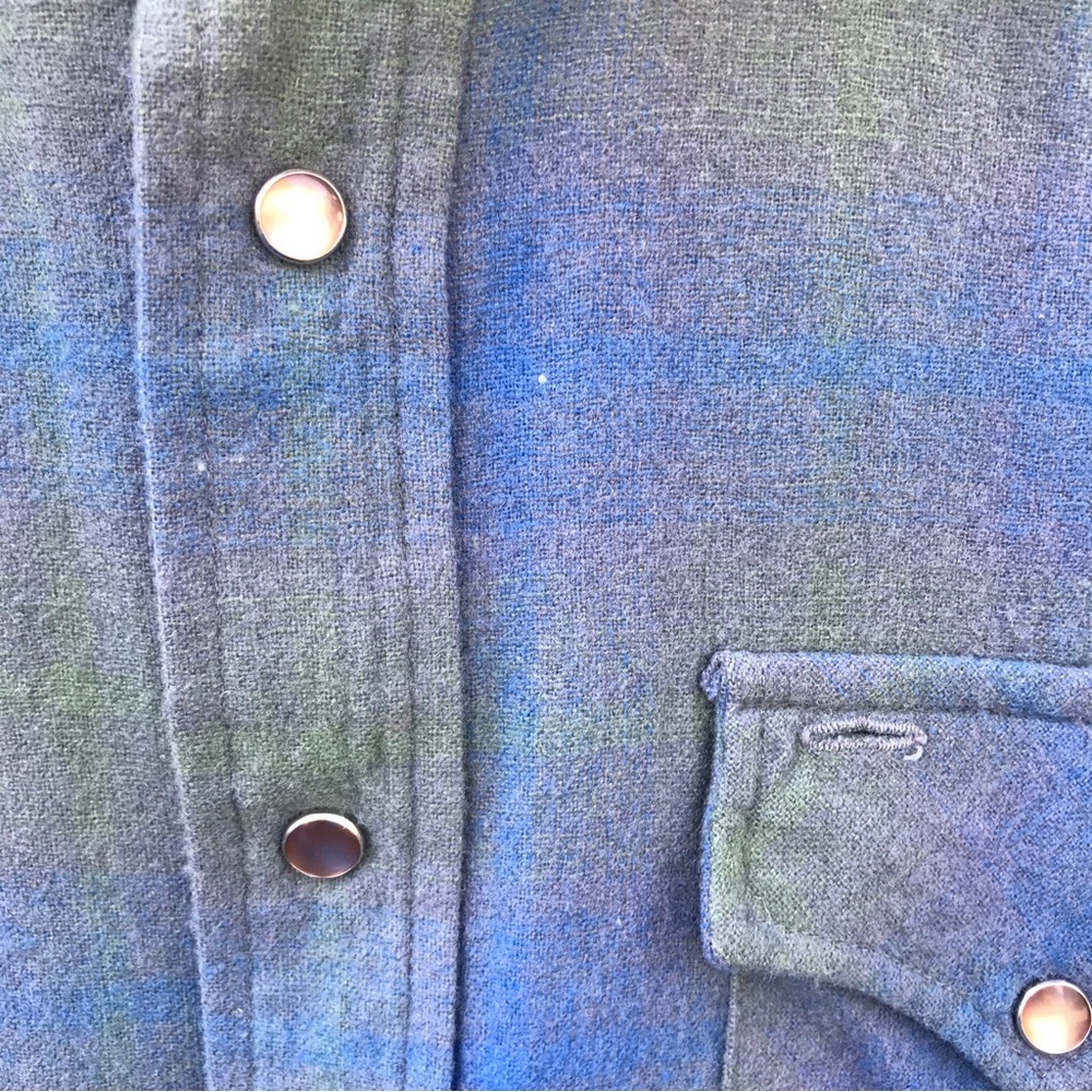 VTG 60s-70s Pendleton Western Wear Ombre Shadow Plaid Pearl Snap Shirt Medium - Picture 6 of 9